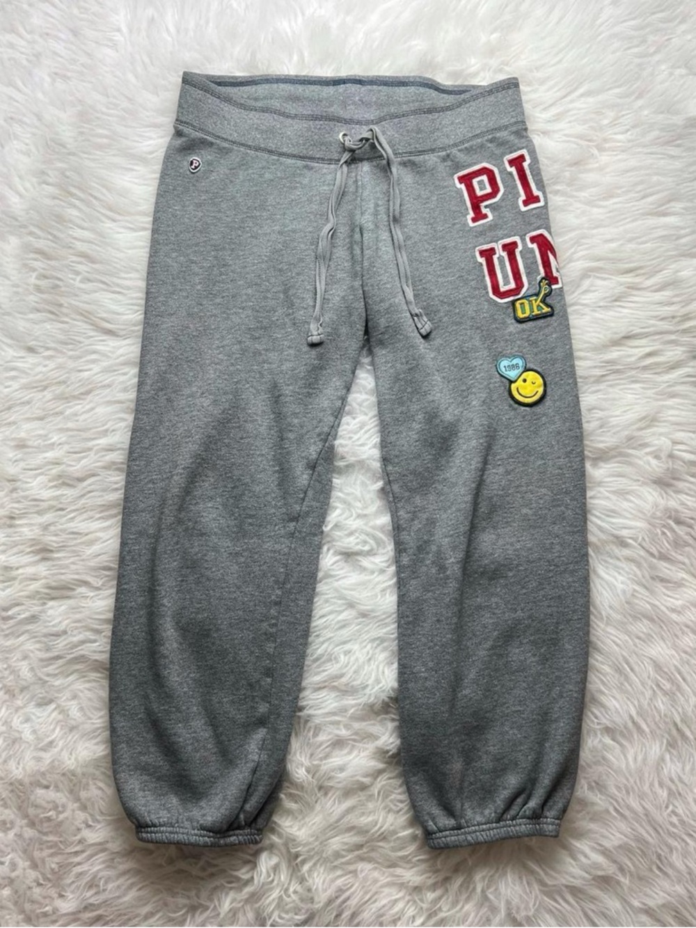 Victoria’s Secret pink grey low rise patchwork sweatpants
